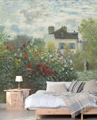 mural de pared de bellas artes llamado El jardín del artista en Argenteuil de Claude Monet para salas de estar y comedores mural de pared de bellas artes llamado El jardín del artista en Argenteuil de Claude Monet para salas de estar y comedores