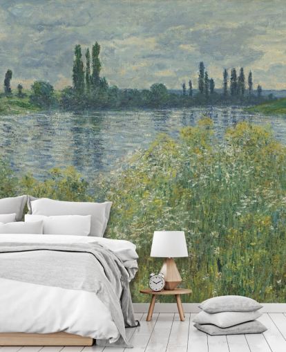 kunsttapet veggmaleri kalt Banks of the Seine, Vetheuil av Claude Monet for soverom og stuer