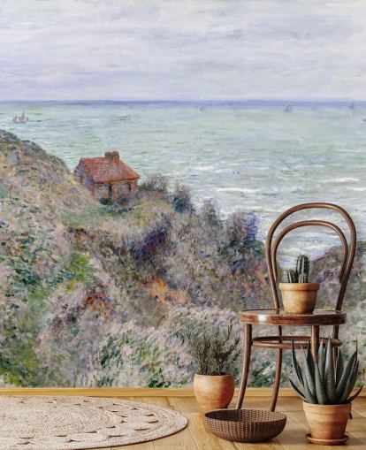 konstväggmålning kallad Cabin of the Customs Watch av Claude Monet konstväggmålning kallad Cabin of the Customs Watch av Claude Monet