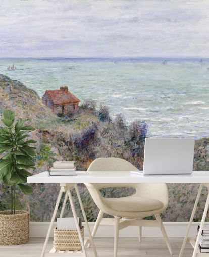 mural de parede de belas artes chamado Cabin of the Customs Watch de Claude Monet