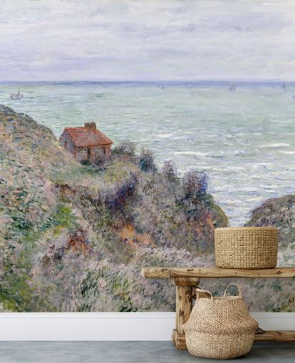 kunstvægmaleri kaldet Cabin of the Customs Watch af Claude Monet