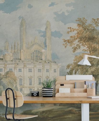 fine art wallpaper mural called Clare Hall by J. M. W. Turner for bedrooms and living rooms
