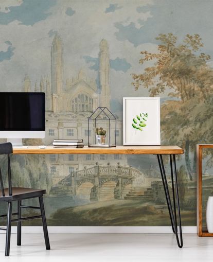 fine art wallpaper mural called Clare Hall by J. M. W. Turner for bedrooms and living rooms