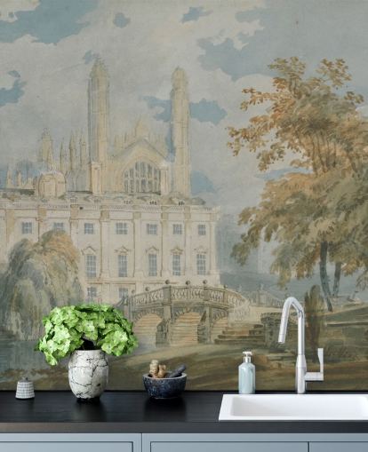 fine art behangmuurschildering genaamd Clare Hall van J.M. W. Turner voor slaapkamers en woonkamers