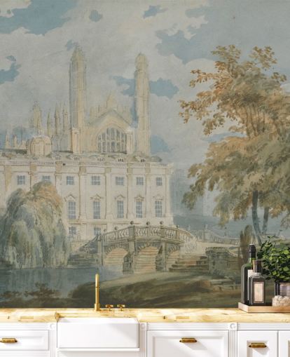 fine art wallpaper mural called Clare Hall by J. M. W. Turner for bedrooms and living rooms