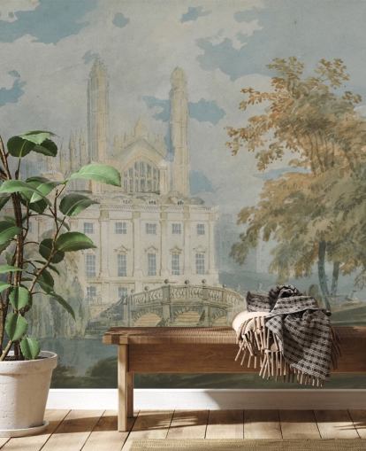 fine art wallpaper mural called Clare Hall by J. M. W. Turner for bedrooms and living rooms