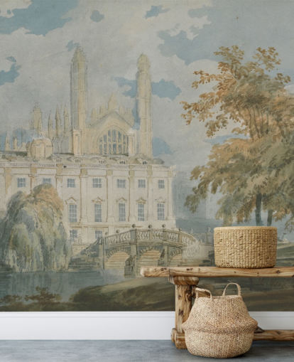 mural de papel de parede de belas artes chamado Clare Hall de J. M. W. Turner para quartos e salas de estar mural de papel de parede de belas artes chamado Clare Hall de J. M. W. Turner para quartos e salas de estar