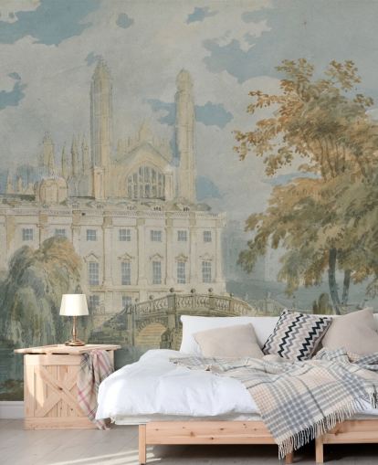 fine art wallpaper mural called Clare Hall by J. M. W. Turner for bedrooms and living rooms