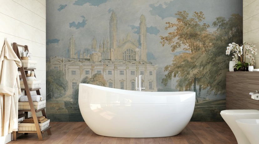 fine art wallpaper mural called Clare Hall by J. M. W. Turner for bedrooms and living rooms