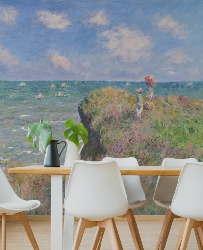 konsttapet väggmålning som heter Cliff Walk at Pourville av Claude Monet för sovrum och vardagsrum konsttapet väggmålning som heter Cliff Walk at Pourville av Claude Monet för sovrum och vardagsrum
