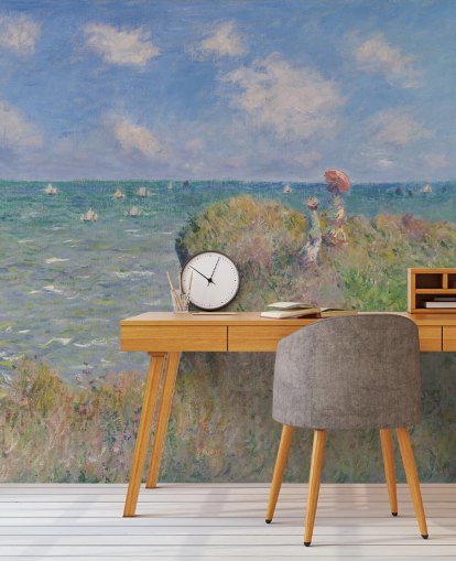fine art wallpaper mural called Cliff Walk at Pourville by Claude Monet for bedrooms and living rooms fine art wallpaper mural called Cliff Walk at Pourville by Claude Monet for bedrooms and living rooms