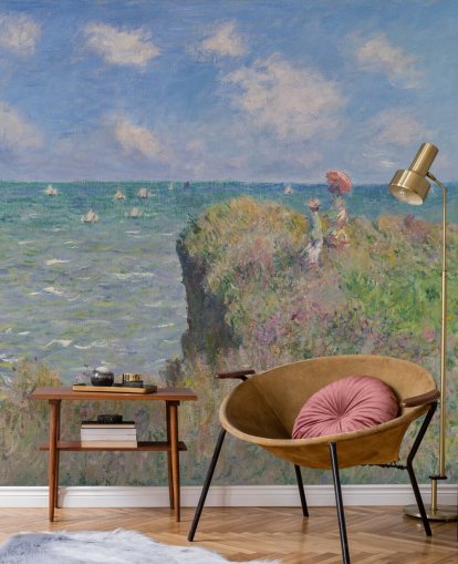 mural de papel de parede de belas artes chamado Cliff Walk at Pourville de Claude Monet para quartos e salas de estar mural de papel de parede de belas artes chamado Cliff Walk at Pourville de Claude Monet para quartos e salas de estar