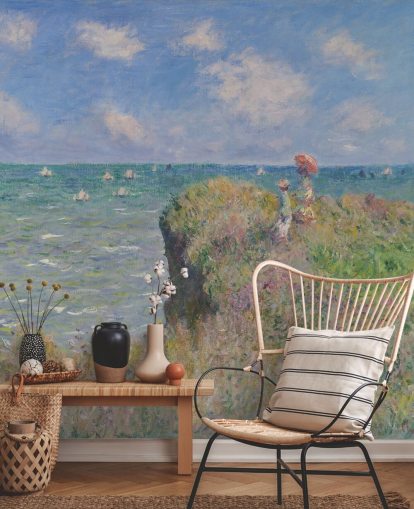 mural de papel pintado de bellas artes llamado Cliff Walk at Pourville de Claude Monet para dormitorios y salas de estar mural de papel pintado de bellas artes llamado Cliff Walk at Pourville de Claude Monet para dormitorios y salas de estar