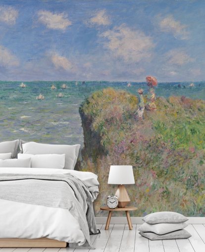 Kunsttapete namens Cliff Walk at Pourville von Claude Monet für Schlafzimmer und Wohnzimmer