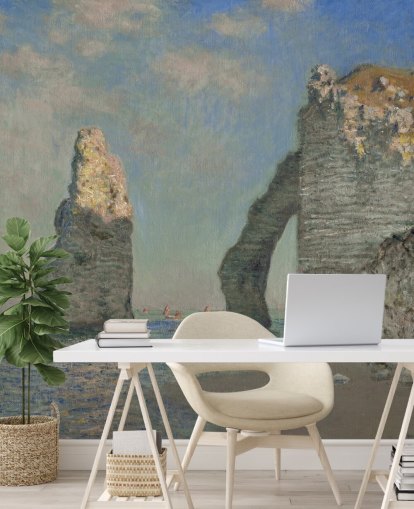 kunstvægmaleri kaldet The Cliffs at Etretat af Claude Monet til soveværelser og badeværelser