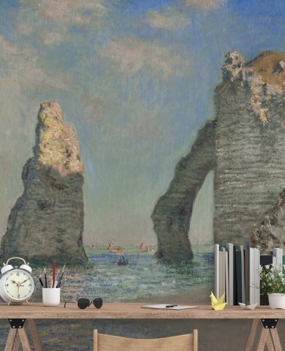 fresque murale d'art intitulée Les falaises d'Étretat par Claude Monet pour les chambres et les salles de bain