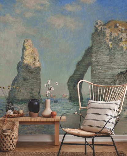 Kunsttapete mit dem Titel The Cliffs at Etretat von Claude Monet für Schlafzimmer und Badezimmer Kunsttapete mit dem Titel The Cliffs at Etretat von Claude Monet für Schlafzimmer und Badezimmer