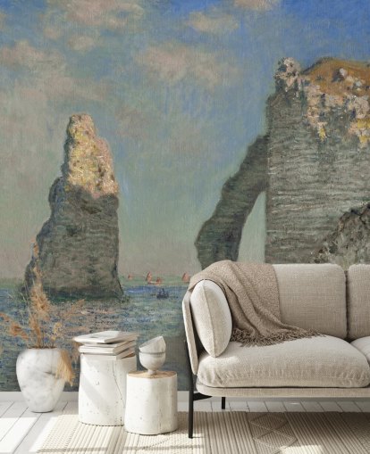 Kunsttapete mit dem Titel The Cliffs at Etretat von Claude Monet für Schlafzimmer und Badezimmer Kunsttapete mit dem Titel The Cliffs at Etretat von Claude Monet für Schlafzimmer und Badezimmer