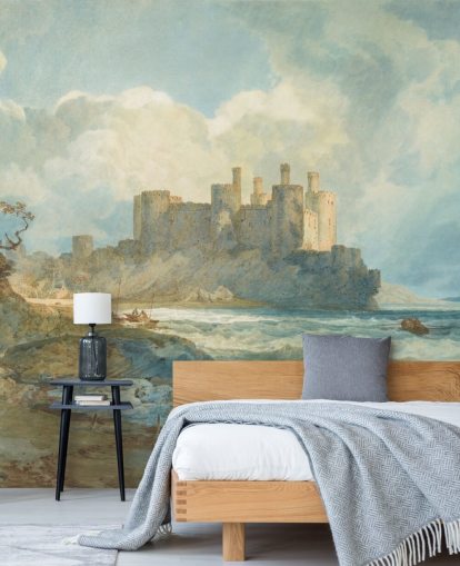 mural de parede de belas artes chamado Conway Castle, North Wales de J. M. W. Turner para salas de estar e escritórios domésticos mural de parede de belas artes chamado Conway Castle, North Wales de J. M. W. Turner para salas de estar e escritórios domésticos