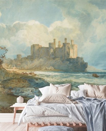 fresque murale d'art intitulée Conway Castle, dans le nord du Pays de Galles, réalisée par J. M. W. Turner pour les salons et les bureaux à domicile