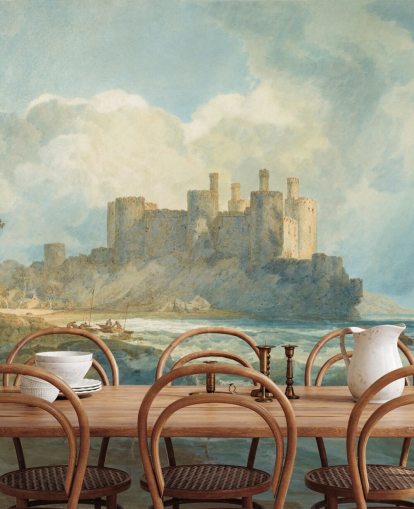 kunstmuurschildering genaamd Conway Castle, Noord-Wales door J.M. W. Turner voor woonkamers en thuiskantoren