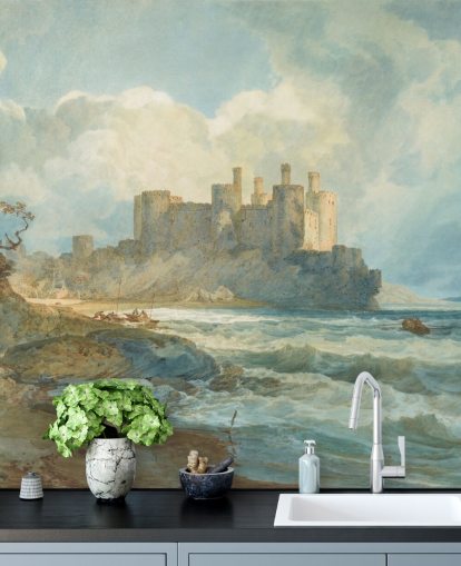 kunstmuurschildering genaamd Conway Castle, Noord-Wales door J.M. W. Turner voor woonkamers en thuiskantoren