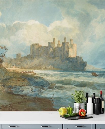 Fototapet Conway Castle, North Wales av J.M.W. Turner för vardagsrum och hemmakontor