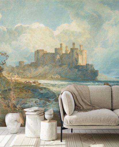 kunstmuurschildering genaamd Conway Castle, Noord-Wales door J.M. W. Turner voor woonkamers en thuiskantoren