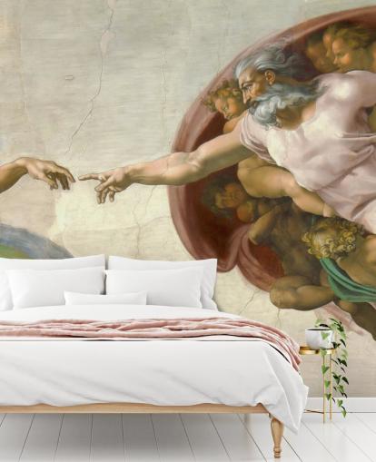 mural de papel de parede de belas artes chamado The Creation of Adam, de Michelangelo, para quartos e tetos mural de papel de parede de belas artes chamado The Creation of Adam, de Michelangelo, para quartos e tetos
