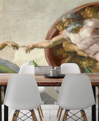 mural de papel pintado de bellas artes llamado La creación de Adán de Miguel Ángel para dormitorios y techos mural de papel pintado de bellas artes llamado La creación de Adán de Miguel Ángel para dormitorios y techos