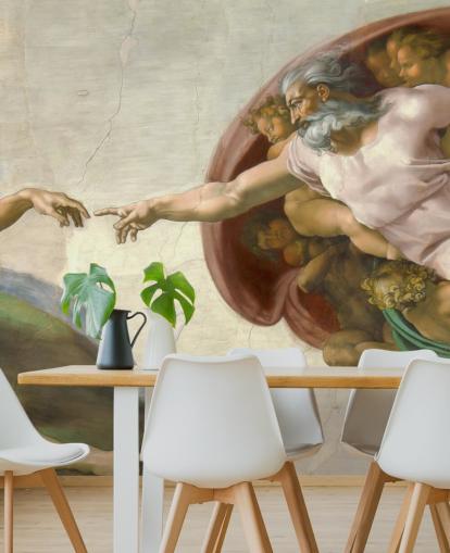 kunsttapet veggmaleri kalt The Creation of Adam av Michelangelo for soverom og tak