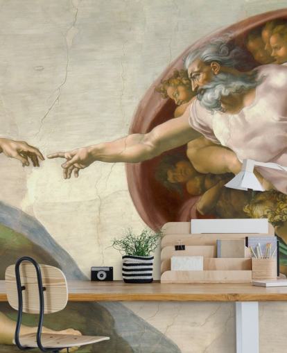 mural de papel de parede de belas artes chamado The Creation of Adam, de Michelangelo, para quartos e tetos mural de papel de parede de belas artes chamado The Creation of Adam, de Michelangelo, para quartos e tetos