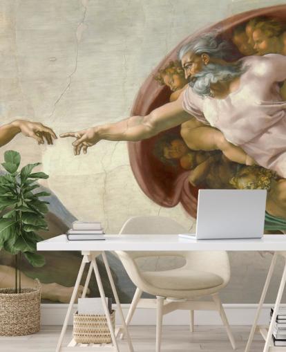 papier peint mural d'art intitulé La création d'Adam par Michel-Ange pour les chambres et les plafonds papier peint mural d'art intitulé La création d'Adam par Michel-Ange pour les chambres et les plafonds