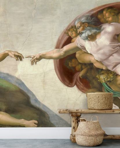 fine art wallpaper mural called The Creation of Adam by Michelangelo for bedrooms and ceilings fine art wallpaper mural called The Creation of Adam by Michelangelo for bedrooms and ceilings