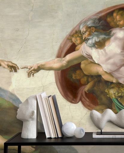 fine art wallpaper mural called The Creation of Adam by Michelangelo for bedrooms and ceilings