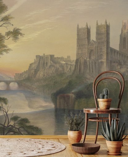 fine art wallpaper mural called Durham Cathedral by J. M. W. Turner for bedrooms and home offices fine art wallpaper mural called Durham Cathedral by J. M. W. Turner for bedrooms and home offices