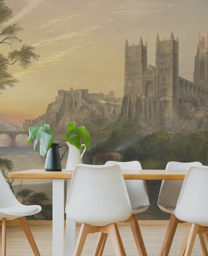 kunstbehangmuurschildering genaamd Durham Cathedral van J.M. W. Turner voor slaapkamers en kantoren aan huis