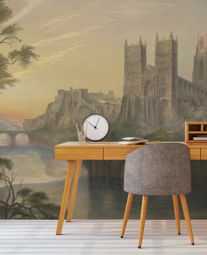 papier peint mural d'art intitulé Durham Cathedral par J. M. W. Turner pour les chambres et les bureaux à domicile