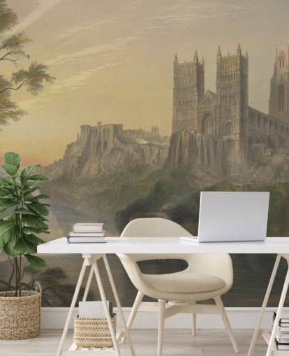 kunstbehangmuurschildering genaamd Durham Cathedral van J.M. W. Turner voor slaapkamers en kantoren aan huis