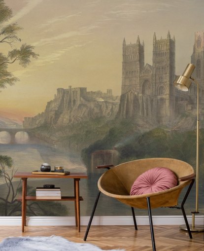 mural de papel pintado de bellas artes llamado Catedral de Durham de J. M. W. Turner para dormitorios y oficinas en casa