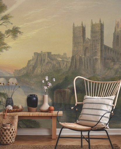 papier peint mural d'art intitulé Durham Cathedral par J. M. W. Turner pour les chambres et les bureaux à domicile papier peint mural d'art intitulé Durham Cathedral par J. M. W. Turner pour les chambres et les bureaux à domicile