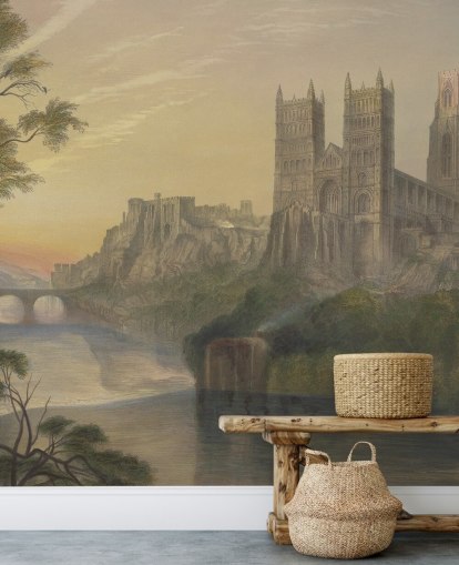 kunsttapetmaleri kaldet Durham Cathedral af J. M. W. Turner til soveværelser og hjemmekontorer