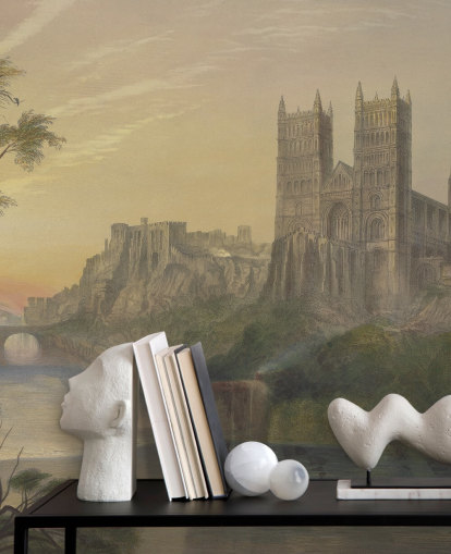papier peint mural d'art intitulé Durham Cathedral par J. M. W. Turner pour les chambres et les bureaux à domicile