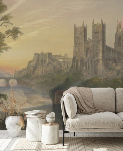 papier peint mural d'art intitulé Durham Cathedral par J. M. W. Turner pour les chambres et les bureaux à domicile