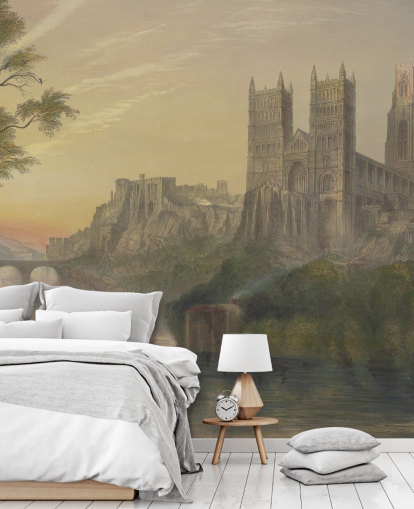fine art wallpaper mural called Durham Cathedral by J. M. W. Turner for bedrooms and home offices