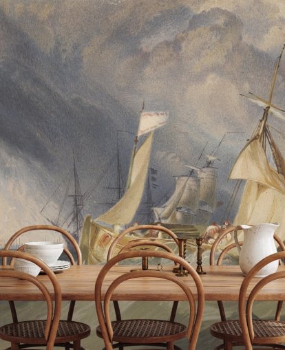 fresque murale d'art intitulée L'embouchure de la rivière Humber par J. M. W. Turner pour les chambres et les salons