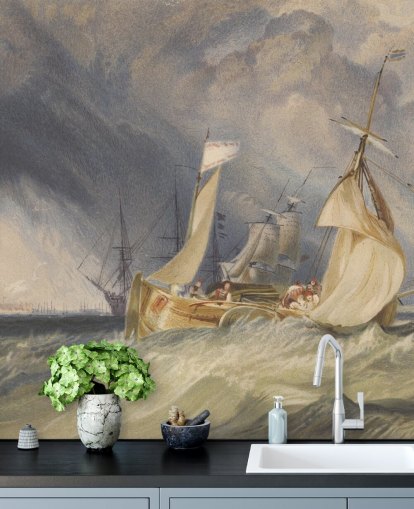 mural de pared de bellas artes llamado The Mouth of the River Humber de J. M. W. Turner para dormitorios y salones