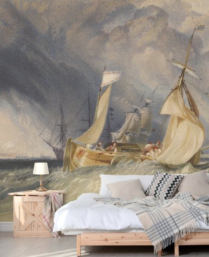 kunstveggmaleri kalt The Mouth of the River Humber av J. M. W. Turner for soverom og salonger kunstveggmaleri kalt The Mouth of the River Humber av J. M. W. Turner for soverom og salonger