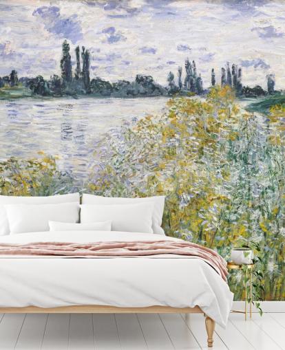 papier peint mural d'art appelé Ile aux Fleurs près de Vetheuil par Claude Monet pour les chambres et les cuisines
