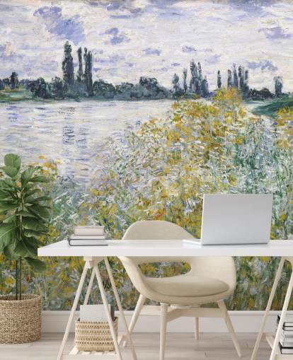 carta da parati fine art chiamata Ile aux Fleurs vicino a Vetheuil di Claude Monet per camere da letto e cucine